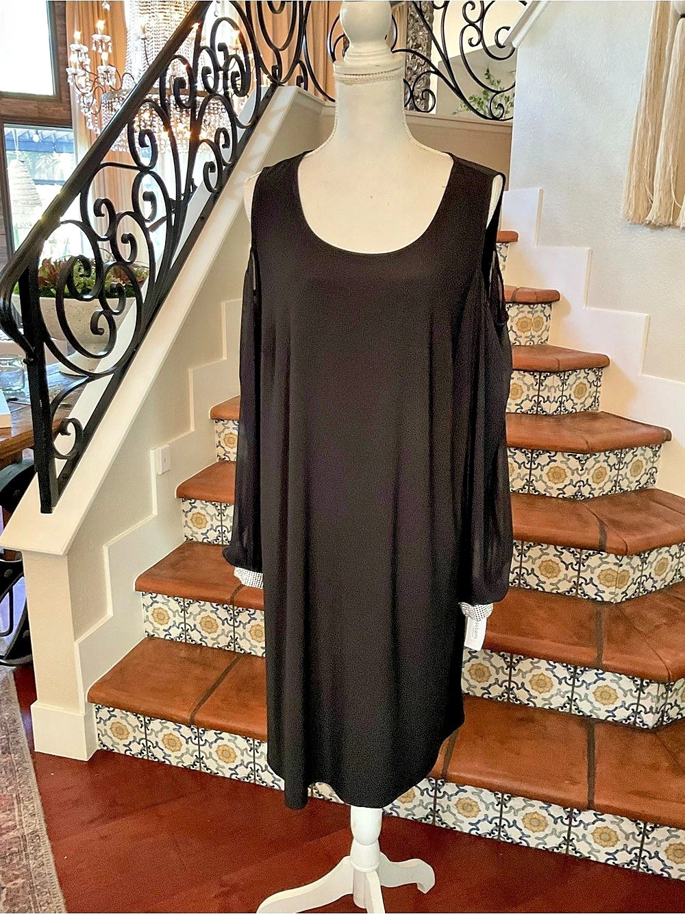 dressbarn Black Midi Dress Size Large NWT